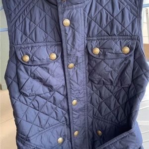 Ralph Lauren navy quilted vest with belt.